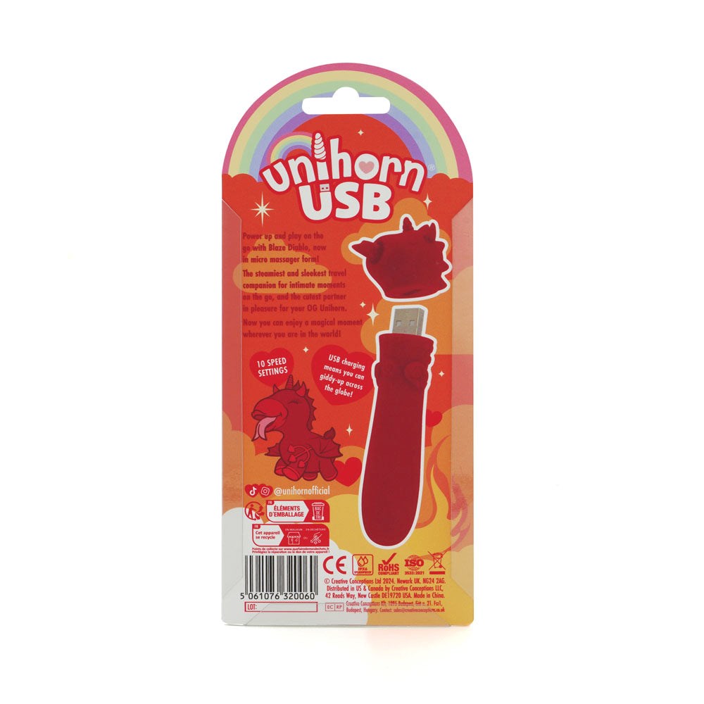 Unihorn Blaze Diablo Bullet Vibe Red Powerful Clitoral Stimulation - - Bullet Vibrators