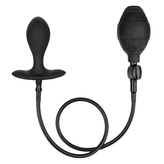 California Exotics Weighted Inflatable Butt Plug Black - - Butt Plugs