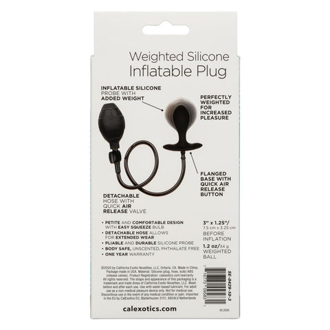 California Exotics Weighted Inflatable Butt Plug Black - Butt Plugs