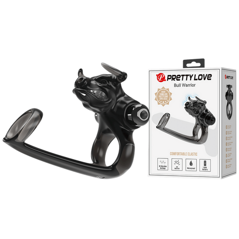 Baile Pretty Love Bull Warrior Innovative Cock Ring Black Dual Ring Design - Stretchy Cock Rings