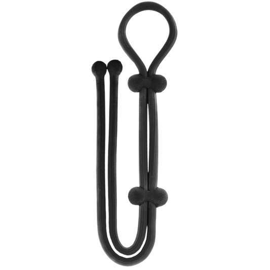 Jet Horny Adjustable Cock Ring with Ball Strap Black - - Stretchy Cock Rings
