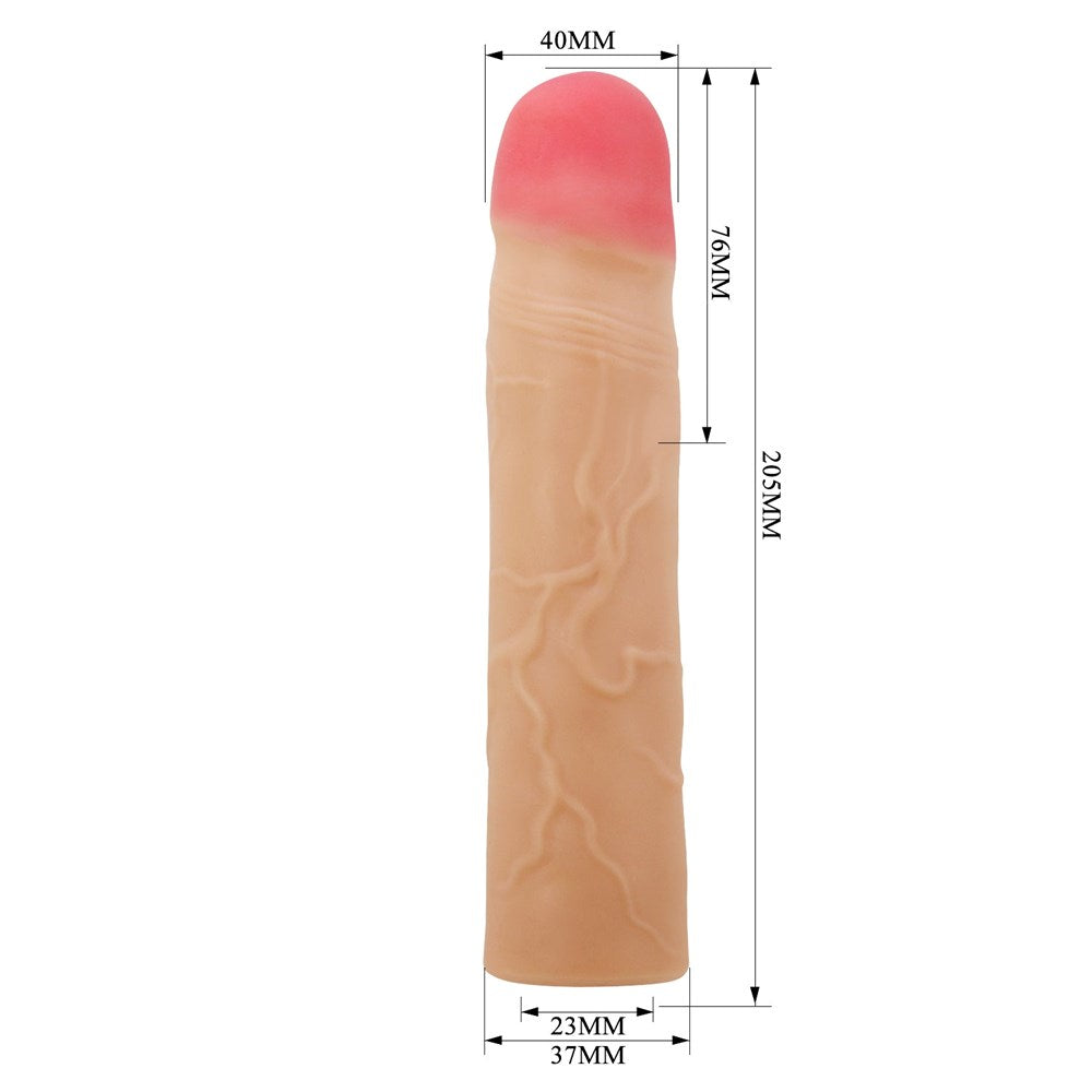Baile Pretty Love Kylian 7.1 Inch Lifelike Penis Extender Sleeve - - Penis Sleeves and Extenders