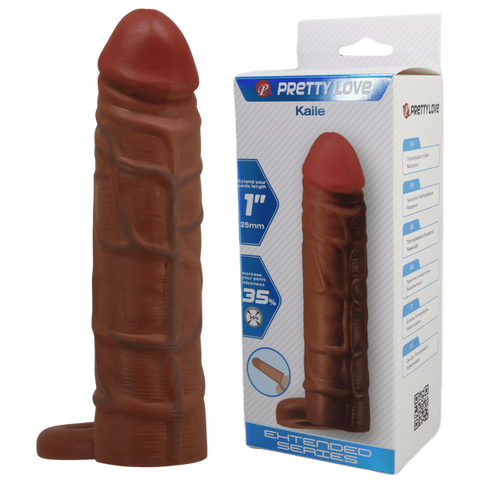 Baile Pretty Love Kaile 7 Inch Penis Extensions Sleeve Tan Advanced Texture - Penis Sleeves and Extenders