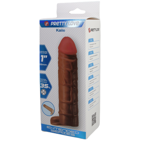 Baile Pretty Love Kaile 7 Inch Penis Extensions Sleeve Tan Advanced Texture - Penis Sleeves and Extenders