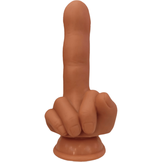 Hott Products Flip Off Finger Shaped Suction Cup Dildo Tan - - Realistic Dildos