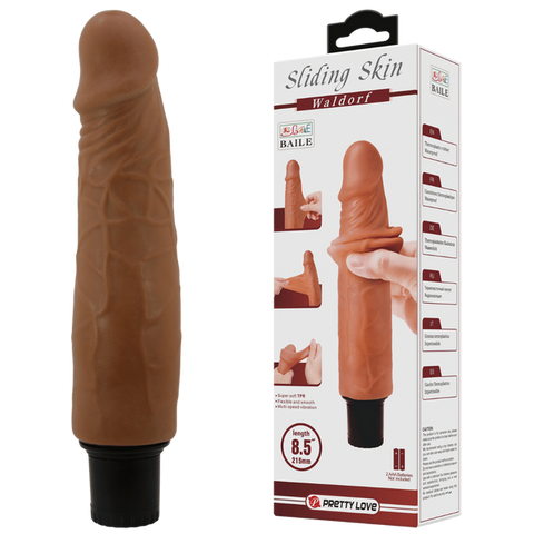 Pretty Love Waldorf 8.5 Inch Vibrating Dildo Tan with Vibration - Vibrating Dildos