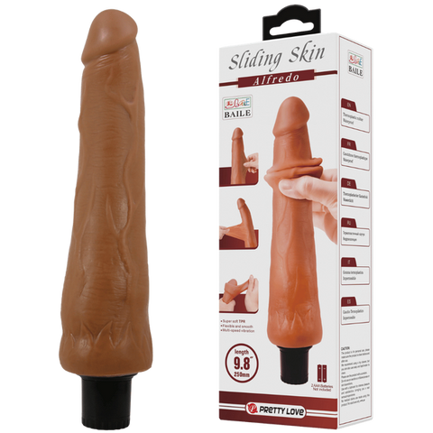 Pretty Love Alfredo 9.8 Inch Realistic Vibrating Cock Tan with Vibration - Vibrating Dildos