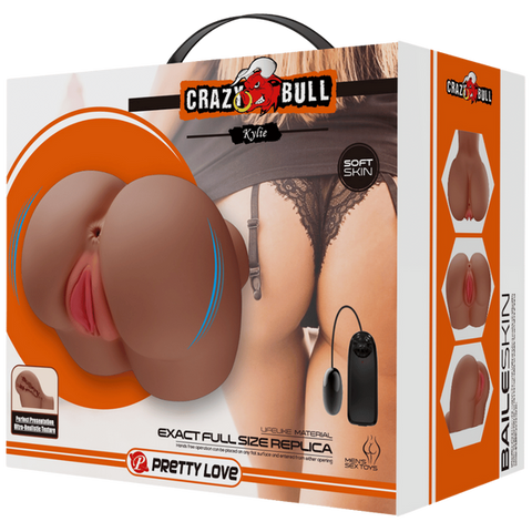 Crazy Bull Kylie Vibrating Double Entry Masturbator Tan - Masturbators and Strokers