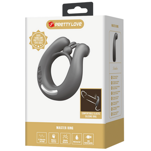 Pretty Love Master Ring Dahlia Vibrating Dick Ring Grey - Vibrating Cock Rings