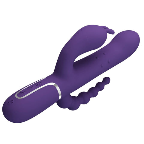 Pretty Love Cammy 4 in 1 7 Functions Triple Rabbit Vibrator with Cock Ring - Rabbit Vibrators