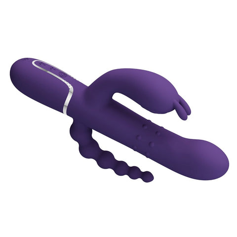 Pretty Love Cammy 4 in 1 7 Functions Triple Rabbit Vibrator with Cock Ring - Rabbit Vibrators