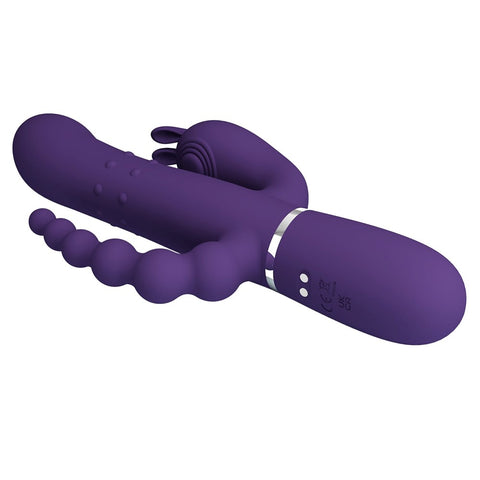 Pretty Love Cammy 4 in 1 7 Functions Triple Rabbit Vibrator with Cock Ring - Rabbit Vibrators