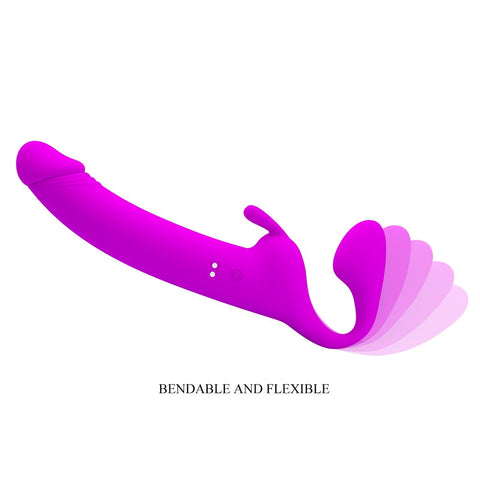 Baile Pretty Love Zanini Vibrating Strapless Strap On Purple Double Ring - Strap On Sextoys