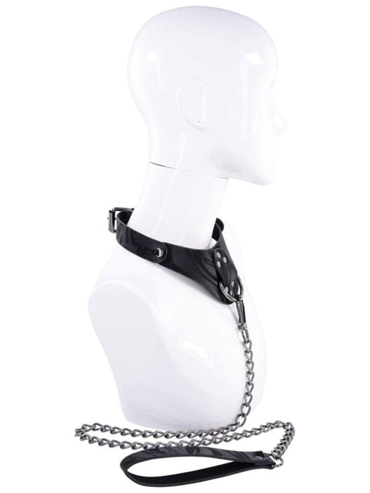 Sportsheets Velvet Noir Bondage Collar and Leash with Marbled Faux Leather - - Collars and Leads