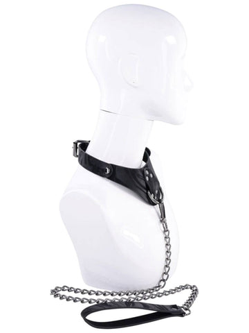Sportsheets Velvet Noir Bondage Collar and Leash with Marbled Faux Leather - Collars and Leads