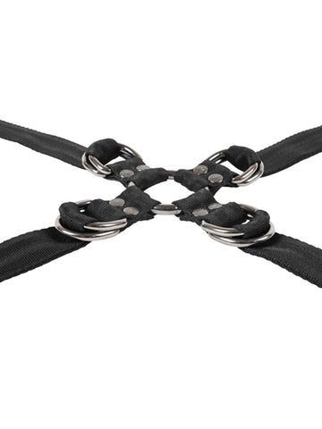 Sportsheets Velvet Noir Adjustable Hog Tie and Cuff Set with 8 D Ring Hub - Cuffs And Restraints