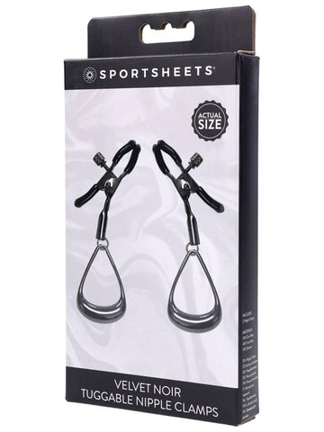 Sportsheets Velvet Noir Tuggable Nipple Clamps with Adjustable Loops - Nipple and Clit Clamps