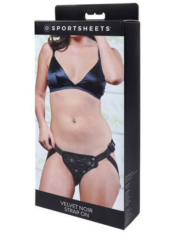 Sportsheets Velvet Noir Strap On Sex Toys 4 Way Adjustable Harness - Strap On Sextoys