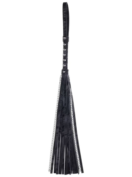 Sportsheets Velvet Noir Chain BDSM Play Flogger Dual Material Impact Play - - Whips And Crops