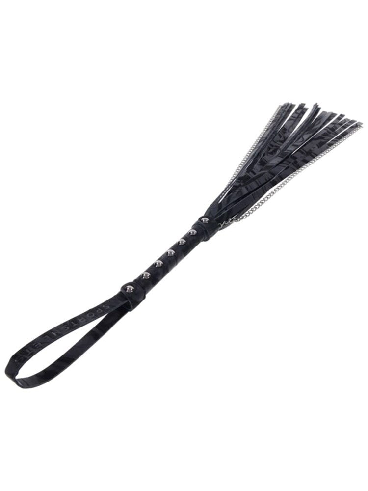 Sportsheets Velvet Noir Chain BDSM Play Flogger Dual Material Impact Play - Whips And Crops
