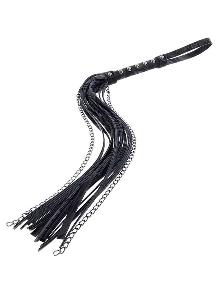 Sportsheets Velvet Noir Chain BDSM Play Flogger Dual Material Impact Play - Whips And Crops