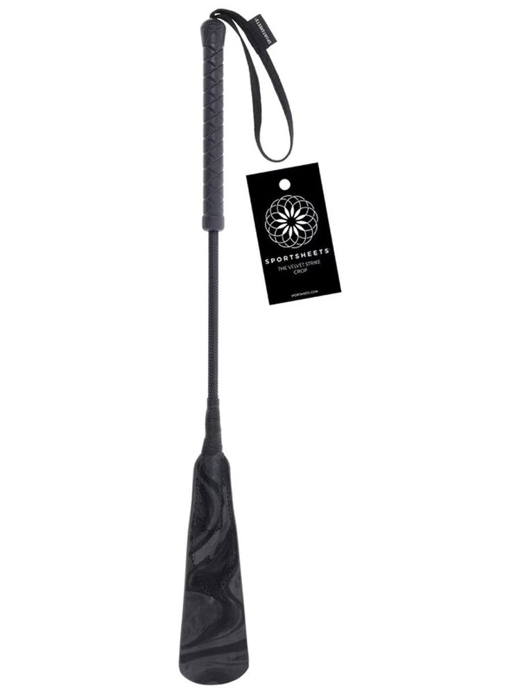 Sportsheets Velvet Noir Strike Bondage Crop 19.5 Inch BDSM Impact Toy - - Whips And Crops