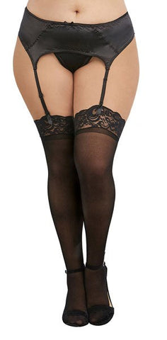 Dream Girl Lingerie Sheer Thigh High Stockings Black Queen Size - Fishnet and Thigh Highs