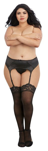 Dream Girl Lingerie Sheer Thigh High Stockings Black Queen Size - Fishnet and Thigh Highs