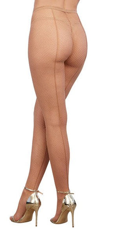 Dream Girl Lingerie Fishnet Pantyhose With Back Seam OS Vintage Seam - Fishnet and Thigh Highs