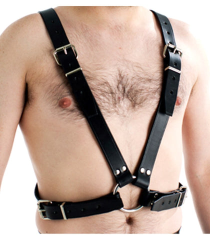 Love In Leather Mens Unlined Half Body Leather Brace Premium Italian Leather - Cuffs And Restraints