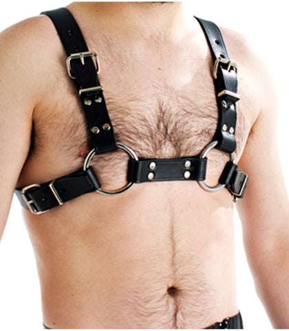 Love In Leather Double Shoulder Male Bulldog Brace Premium Italian Leather - Cuffs And Restraints
