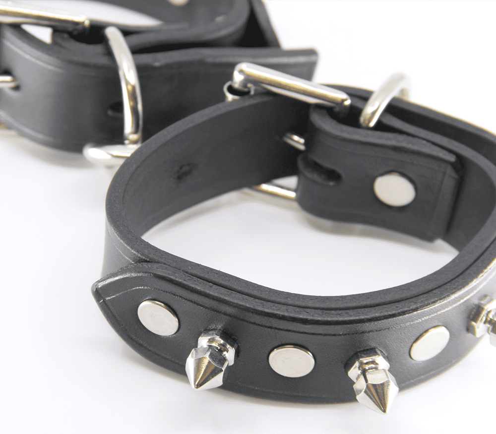 Love In Leather Spiked Leather Ankle Restraints Premium Italian Leather - - Cuffs And Restraints