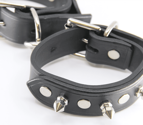 Love In Leather Spiked Leather Ankle Restraints Premium Italian Leather - Cuffs And Restraints