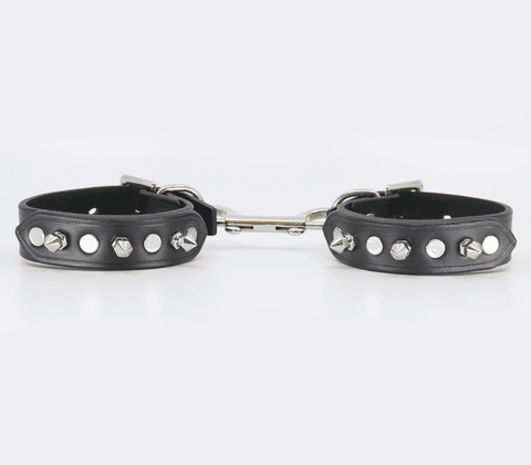 Love In Leather Spiked Leather Ankle Restraints Premium Italian Leather - Cuffs And Restraints