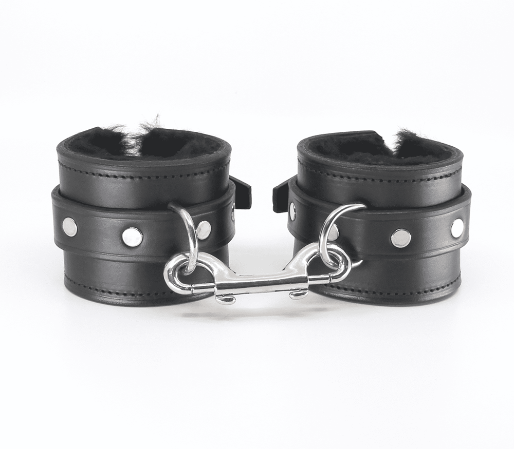 Love In Leather Sheepskin Lined Ankle Restraints Premium Italian Leather - Default Title - Cuffs And Restraints