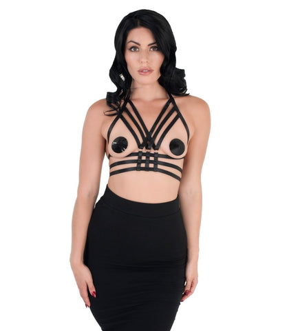 Love In Leather Fetish Play Elastic Harness Top with Adjustable Straps - Her Fetish