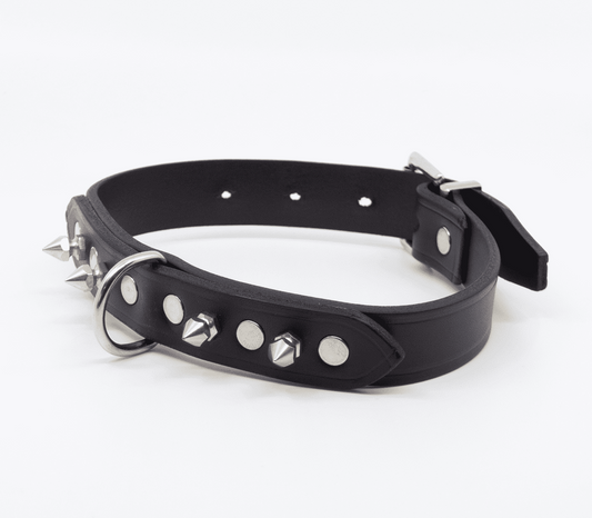 Love In Leather BDSM Collar With Short Dog Spikes - Default Title - Collars and Leads