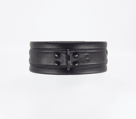 Love In Leather Faux Leather Collar & Lead Set Black Premium Vegan BDSM - Collars and Leads