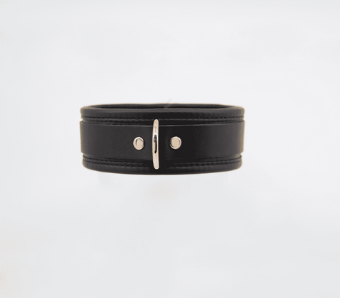 Love In Leather Fetish Collar with Coloured Hardware Lockable BDSM Collar - Collars and Leads