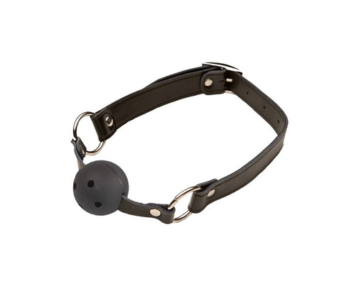 Love In Leather Bondage Gag with Breathable Ball and Premium Leather Straps - Bondage Gags and Bits