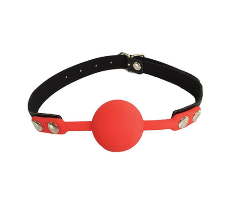 Love In Leather Fetish Play Gag with Silicone Ball BDSM Restraint - Bondage Gags and Bits