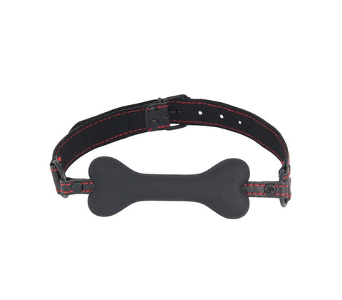 Love In Leather Solid Silicone BDSM Play Bone Gag Premium Restraint - Bondage Gags and Bits