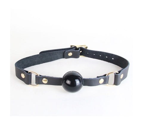 Love In Leather BDSM Gag With Coloured Hardware Premium Leather Ball Gag - Bondage Gags and Bits