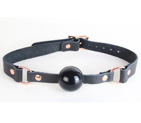 Love In Leather BDSM Gag With Coloured Hardware Premium Leather Ball Gag - Bondage Gags and Bits
