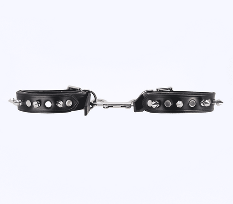 Love In Leather Spiked Leather Bondage Wrist Cuffs Premium Italian Leather - Cuffs And Restraints