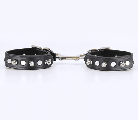 Love In Leather Spiked Leather Bondage Wrist Cuffs Premium Italian Leather - Cuffs And Restraints