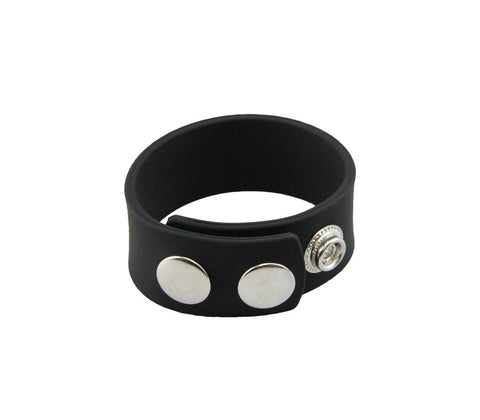 Love In Leather Adjustable Mens Silicone Cock Band with Triple Stud System - Stretchy Cock Rings