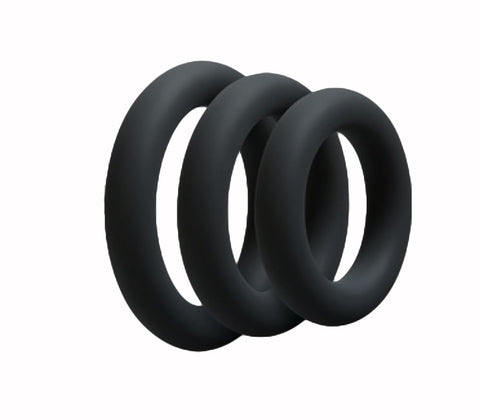 Love In Leather 3 Piece Fat Boy Stretchy Cock Rings with 10mm Thickness - Stretchy Cock Rings