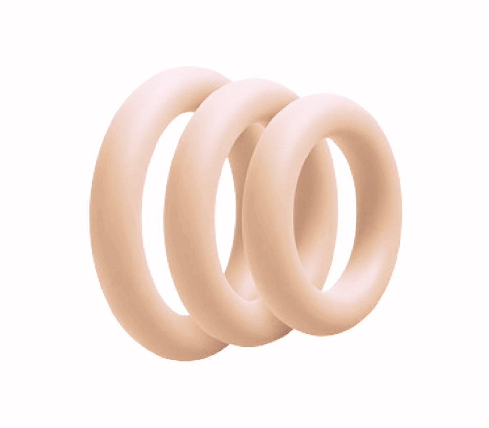 Love In Leather 3 Piece Fat Boy Stretchy Cock Rings - Nude - Stretchy Cock Rings