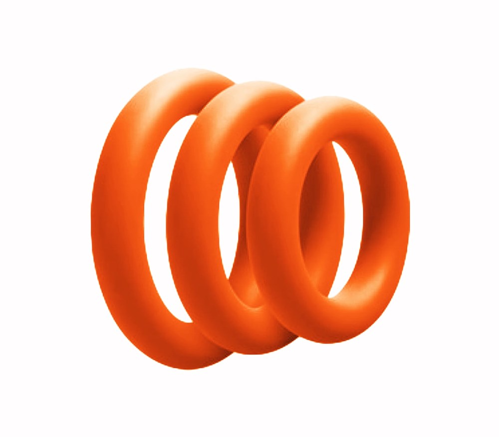 Love In Leather 3 Piece Fat Boy Stretchy Cock Rings - Orange - Stretchy Cock Rings